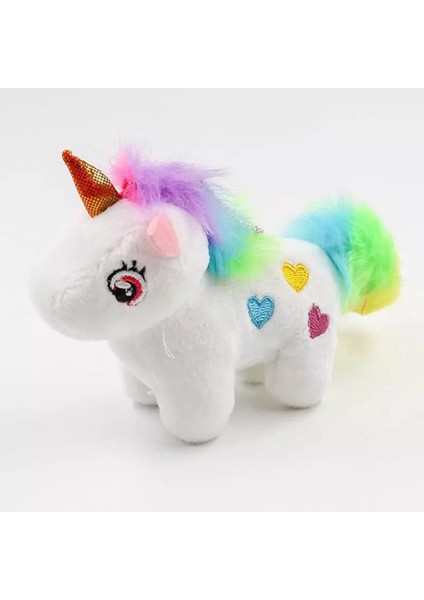 Sevimli Peluş Unicorn Tek Boynuzlu At Anahtarlık Tüylü Gökkuşağı