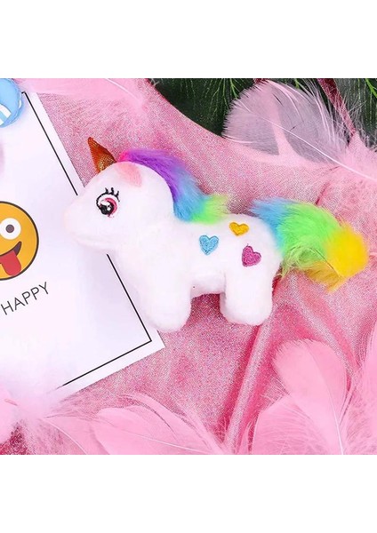Sevimli Peluş Unicorn Tek Boynuzlu At Anahtarlık Tüylü Gökkuşağı fiyatları