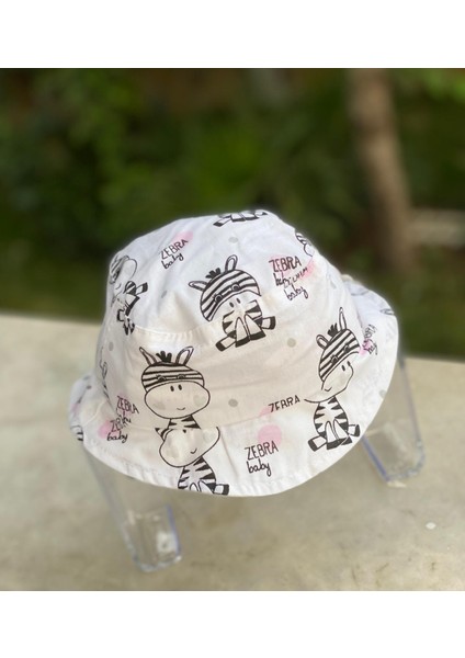 Queen Aksesuar Unisex Kız Erkek Bebek Bucket Baget Şapka Sevimli Zebra Hayvan Desenli