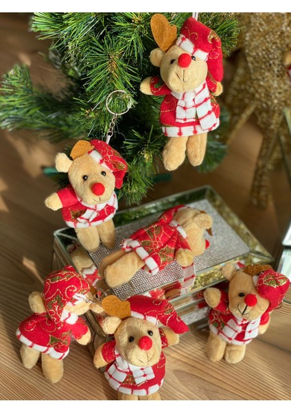 Yeni Yıl Yılbaşı Büyük Peluş Geyikli Noel Geyiği Anahtarlık Süs Simli Parlak Kostümlü Hediyelik Eşya fırsatları