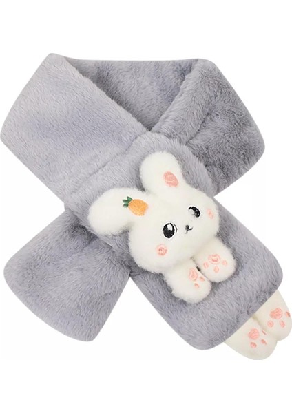 Yeni Moda Sevimli Oyuncak Tavşan Pofuduk 1-15 Yaş Çocuk Tüylü Peluş Kaşmir Atkı Boyunluk Gri fiyatları