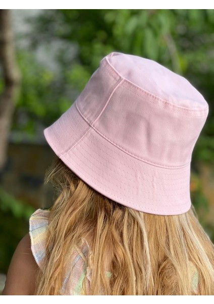 Açık Bebe Pembesi Baget Bucket Şapka Çocuk ve Yetişkin Şapkası