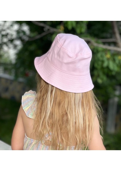 Açık Bebe Pembesi Baget Bucket Şapka Çocuk ve Yetişkin Şapkası