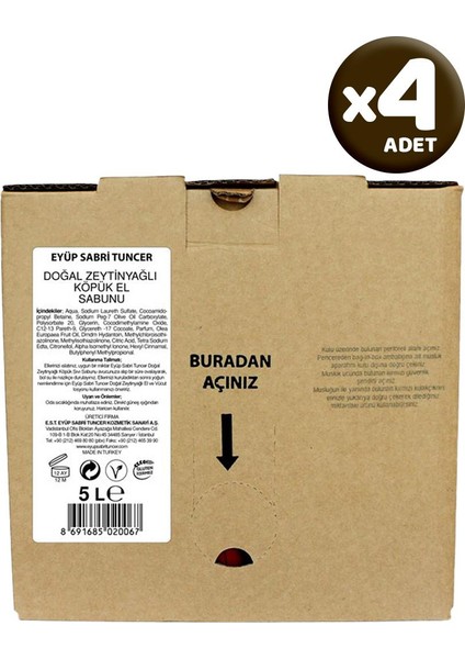 Köpük Sabun Zeytinyağlı 5000 ml x 4 Adet