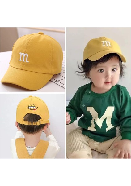 Yeni Sezon Trend M&m Şeker Çikolata Bebek Çocuk Şapka Sarı Erkek Kız Unisex