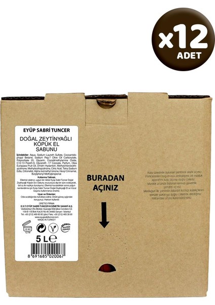 Köpük Sabun Zeytinyağlı 5000 ml x 12 Adet