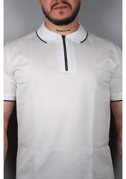 231500107 Nehir Fermuarlı Tshirt Beyaz
