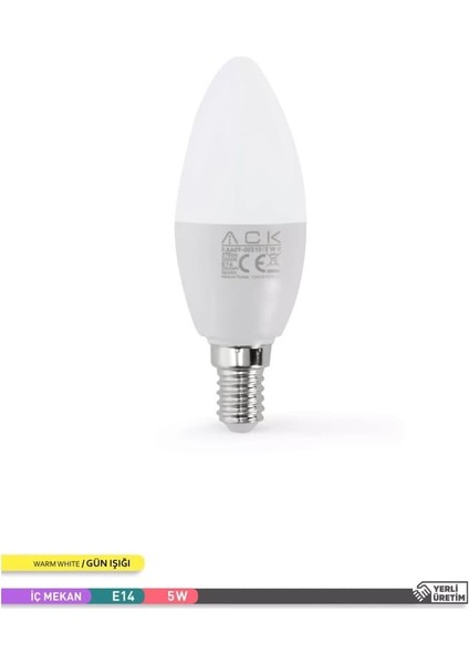 5 Watt E-14 İnce Duy 3000K Gunışığı Buji Led Ampul fiyatları