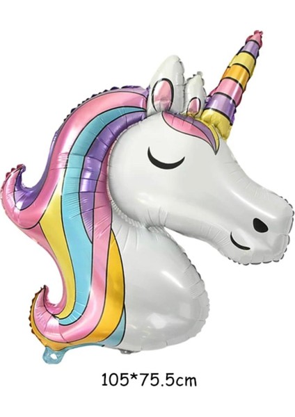 7 Parça Dev Unicorn 8 Yaş Harf Yıldızlı Folyo Balon Seti Doğumgünü Yaşgünü