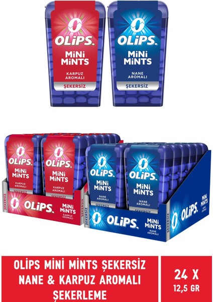 Mini Mints Şekersiz Nane & Karpuz Aromalı Şekerleme 12,5 gr - 24 Adet