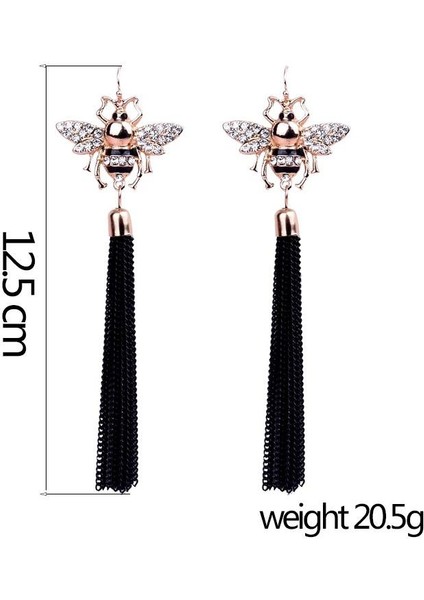 Moda Trend Arı Sinek Kristal Zikron Taşlı Uzun Zincir Sarkıt Lüks Küpe fırsatları