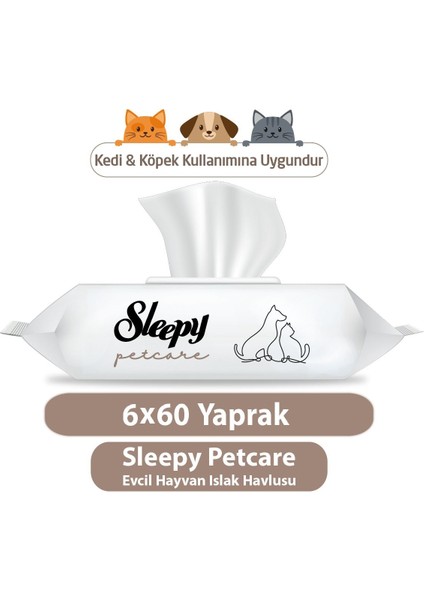 Petcare Evcil Hayvan Islak Havlusu 6X60 Yaprak Koku Giderici