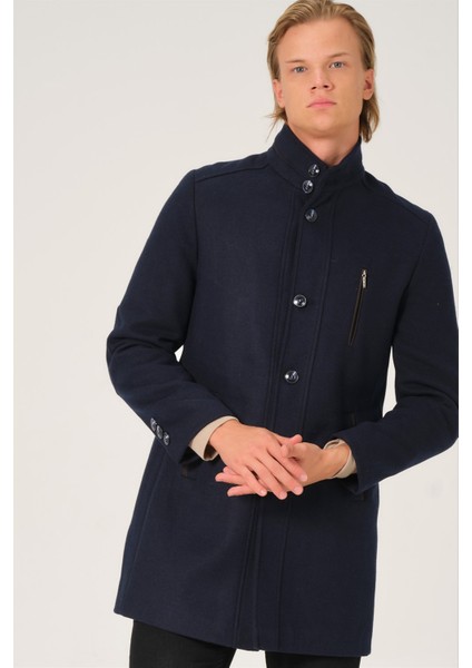 PLT8386 Dewberry Erkek Palto-Lacivert indirimleri