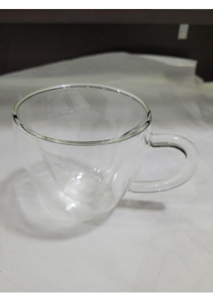 Ltrfrm Çift Cidarlı Cam Bardak Kupa 250ml Kalp Çay Bardağı Kupası Tekli
