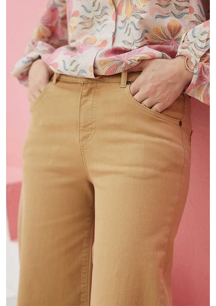 1152-PARÇA Boyalı Pantolon Bej modelleri