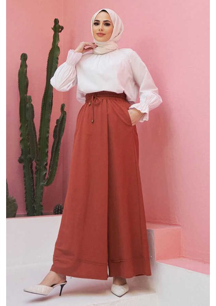 1155-ACELINA Pantolon Etek Taba