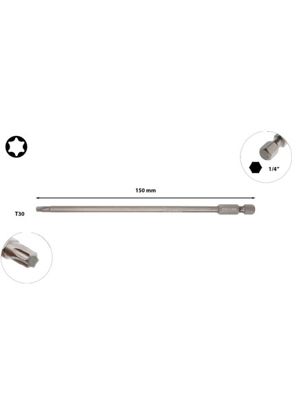 T30 x 150 mm Torx Uçlu Bits Uzun CB/8159 (1Adet)