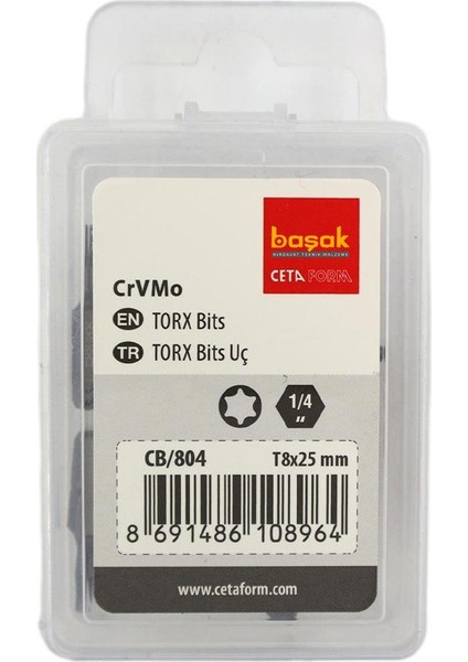 T8 x 25 mm Torx Bits Uç CB/804 (1 Adet)