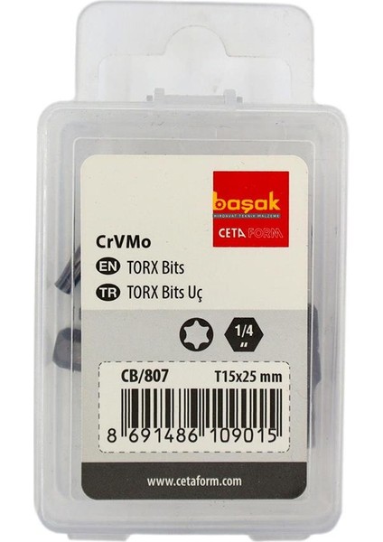 T15 x 25 mm Torx Bits Uç CB/807 (1 Adet)