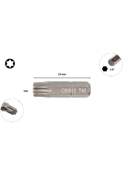 T40 x 25 mm Torx Bits Uç CB/812 (1 Adet)