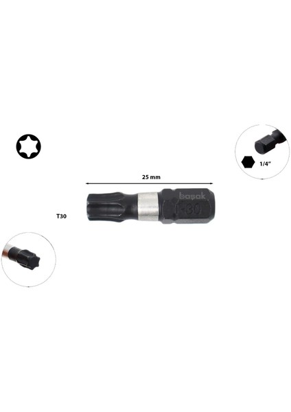 T30 x 25 mm Darbeli Torx Bits Uç CB/811TM (1 Adet)