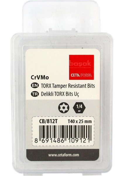 T40 x 25 mm Delikli Torx Bits Uç CB/812T (1 Adet )