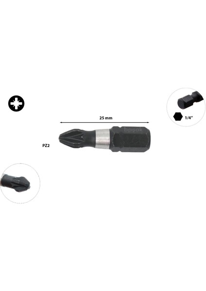 Pz2 x 25 mm Darbeli Yıldız Bits Uç CB/352TM (1 Adet)