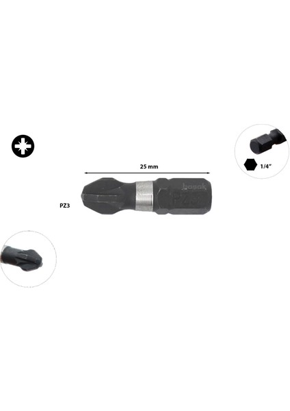Pz3 x 25 mm Darbeli Yıldız Bits Uç CB/353TM (1 Adet)