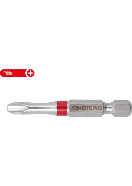 Ph3 x 50 mm Yıldız Bits Uç Renk Kodlu CB/493TC (1 Adet)