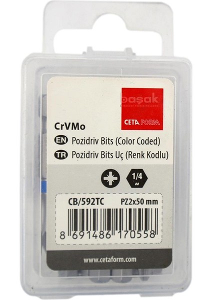 Pz 2 x 50 mm Yıldız Bits Uç Renk Kodlu CB/592TC (1 Adet)
