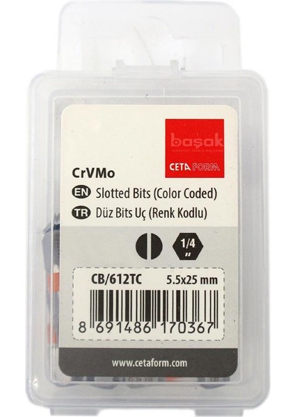 5.5 x 25 mm Düz Bits Uç Renk Kodlu CB/612TC (1 Adet)