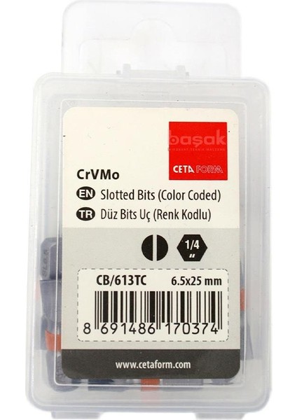 6.5 x 25 mm Düz Bits Uç Renk Kodlu CB/613TC (1 Adet)