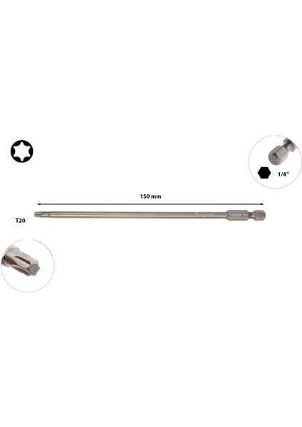 T20 x 150 mm Torx Uçlu Bits Uzun CB/8156 (1 Adet)