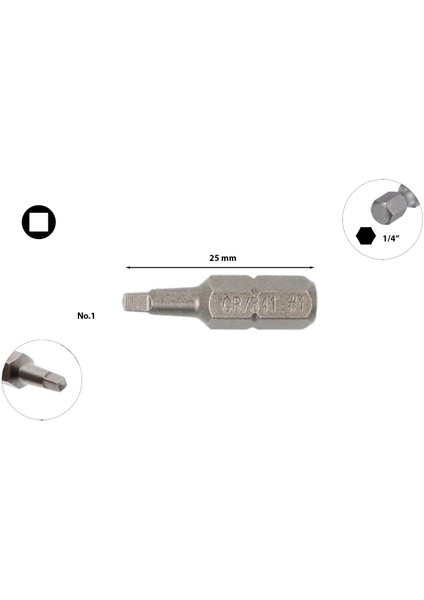 Kare Uçlu Bits No 1 x 25 mm CB/841 (1 Adet)