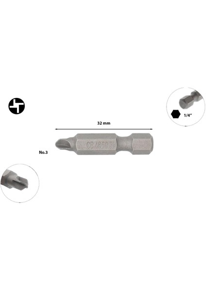 Torq-Set Uçlu Bits No 3 x 32MM CB/860303 (1 Adet) fiyatları