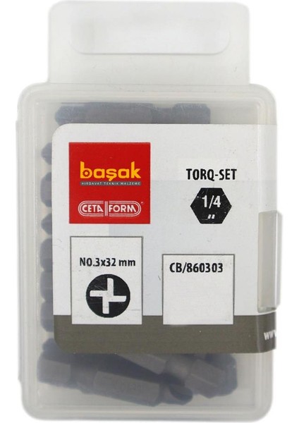Torq-Set Uçlu Bits No 3 x 32MM CB/860303 (1 Adet) modelleri