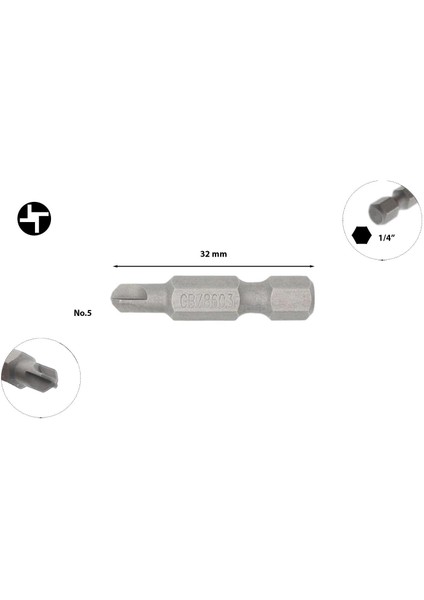 Torq-Set Uçlu Bits No 5 x 32MM CB/860305 (1 Adet)