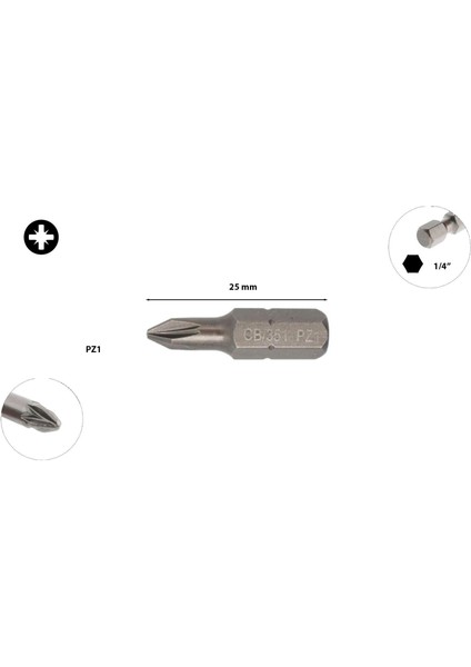 Pz 1 x 25 mm Yıldız Uçlu Bits CB/351(1 Adet)