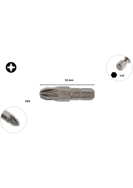 Pz 4 x 32 mm Yıldız Uçlu Bits CB/354 (1 Adet)