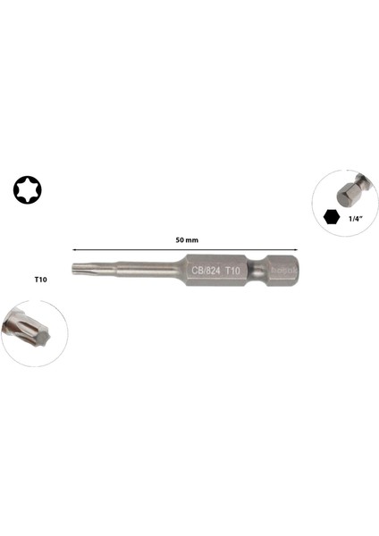 T10 x 50 mm Torx Bits Uç CB/824 (1 Adet)
