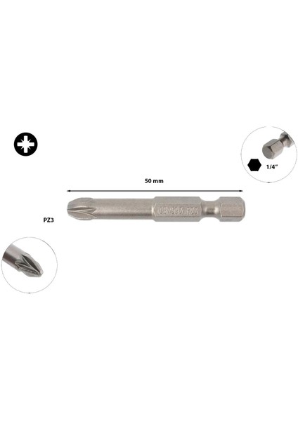 Pz3 x 50 mm Yıldız Uçlu Bits CB/593 (1 Adet)