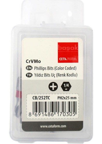 Ph2 x 25 mm Yıldız Bits Uç Renk Kodlu CB/252TC (1 Adet)