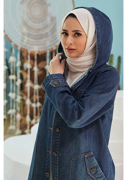 6329-KAPŞONLU Denim Kap Koyu Mavi
