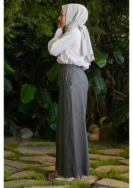 1138-LASTIKLI Bol Paça Pantolon Gri fırsatları