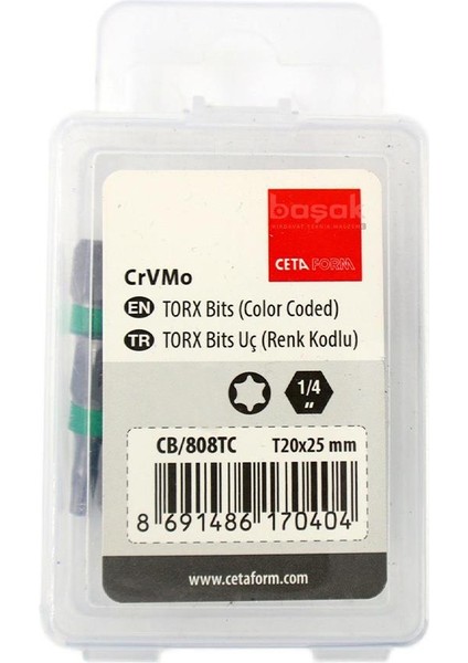 T20 x 25 mm Torx Bits Uç Renk Kodlu CB/808TC (1 Adet)