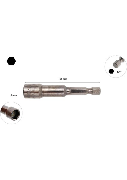 8 x 65MM Manyetik Lokma BT/0865