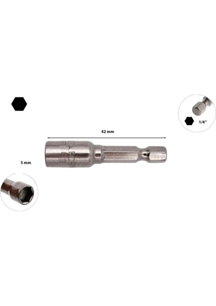 5 x 42 mm Manyetik Lokma BT/0542