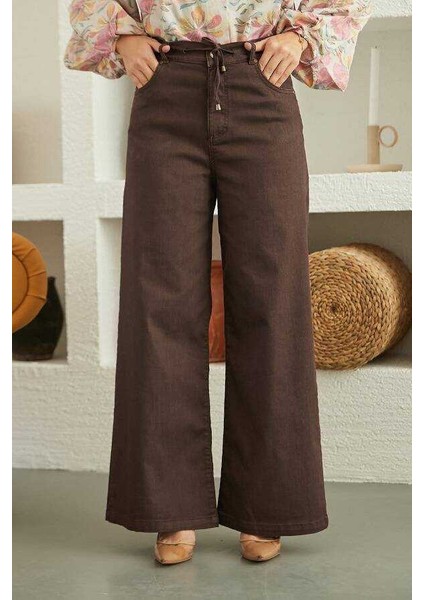 1123-BAĞCIKLI Bol Paça Pantolon Kahve fiyatları