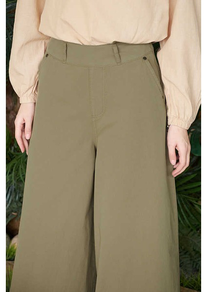 1153-PÜSKÜLLÜ Pantolon Etek Haki modelleri