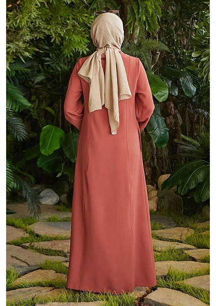 6541-KREP Yan Fermuarlı Ferace Kiremit fırsatları